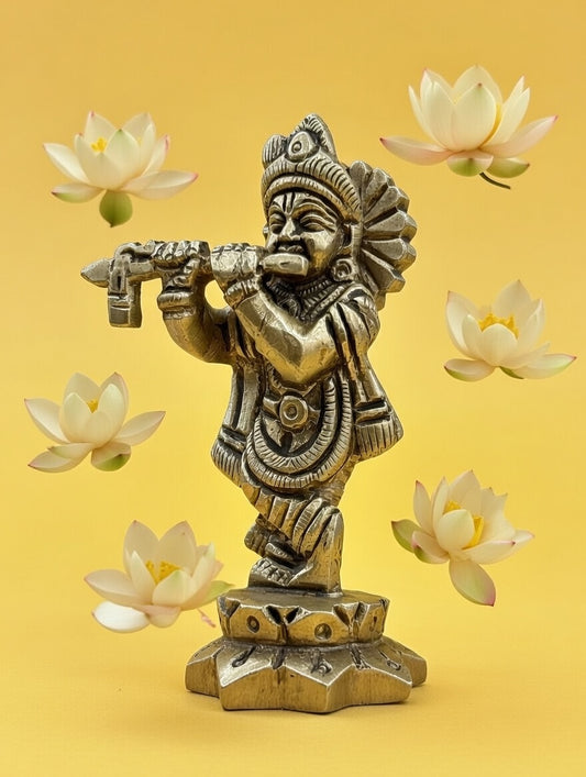 Lord Krishna Brass Idol for Home & Mandir