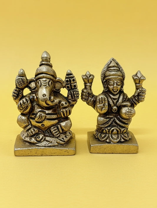 Ganesh Lakshmi Brass Idol for Home & Mandir