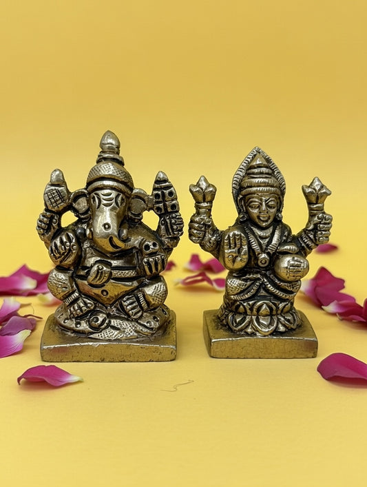 Ganesh Lakshmi Brass Idol for Home & Mandir