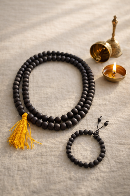 Karungali Mala & Bracelet Combo | Original Ebony Wood Set