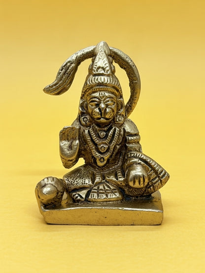 Sitting Hanuman Brass Idol for Home & Mandir